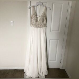 Justin Alexander Elegant Ivory Beaded Wedding Dress, Excellent Condition, Sz 6-8
